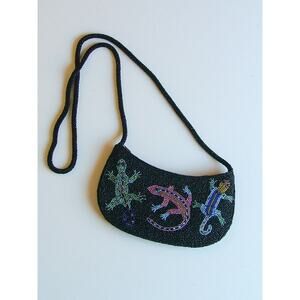 Vintage Beaded Lizard Shoulder Bag